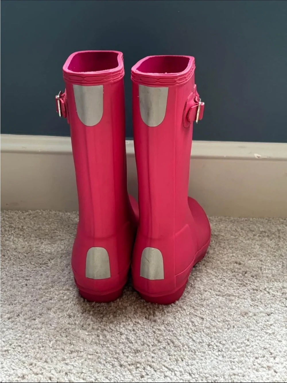 Hunter Bright Pink Mid-Calf Rain Boots with Buckle